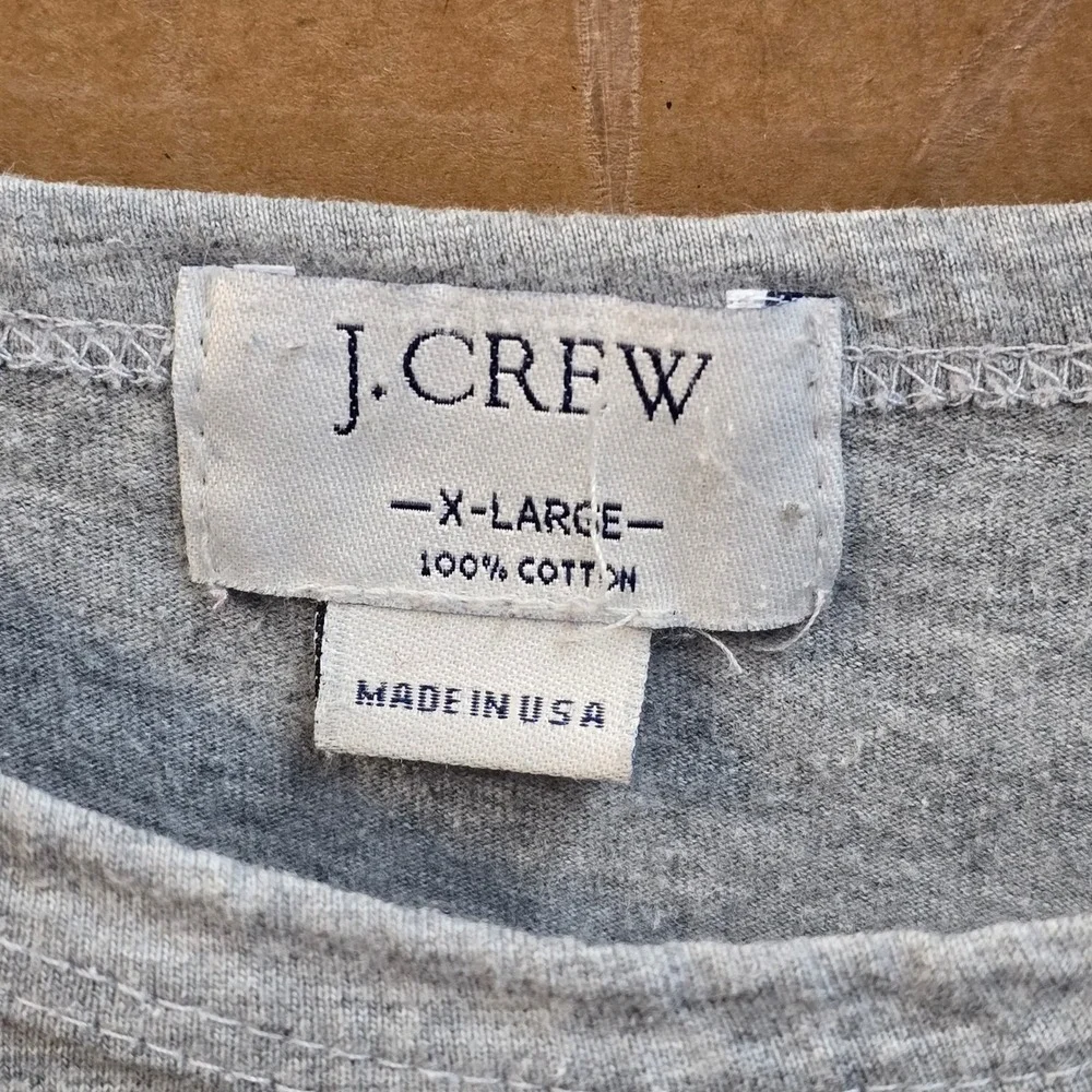 J.Crew Mens XL Long Sleeve T-Shirt Gray 100% Cotton Made in USA 48756